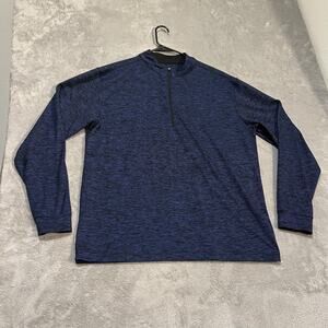 Straight Down Pullover Mens XL Blue Heather Quarter Zip Long Sleeve Top Golf